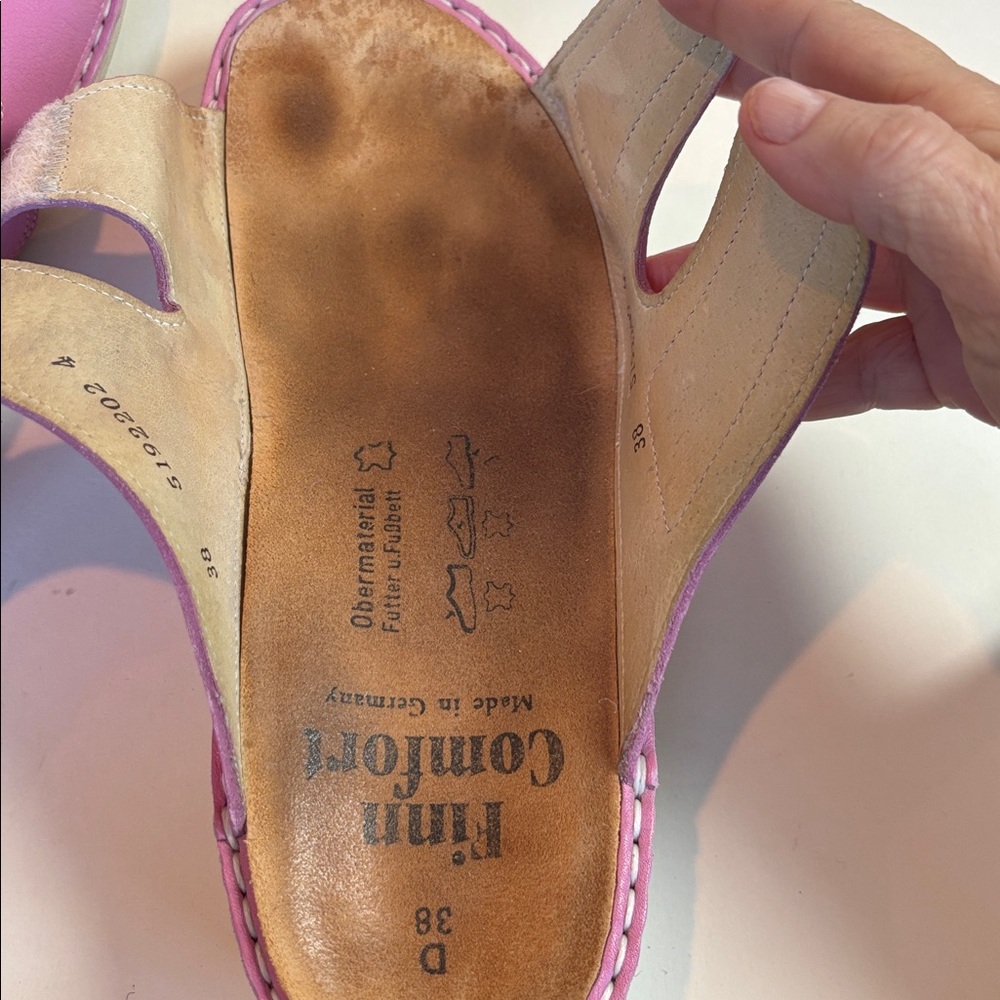 Finn Comfort Pink Leather Comfort Slide Sandals EU 38 US Size 8 - Picture 8 of 9